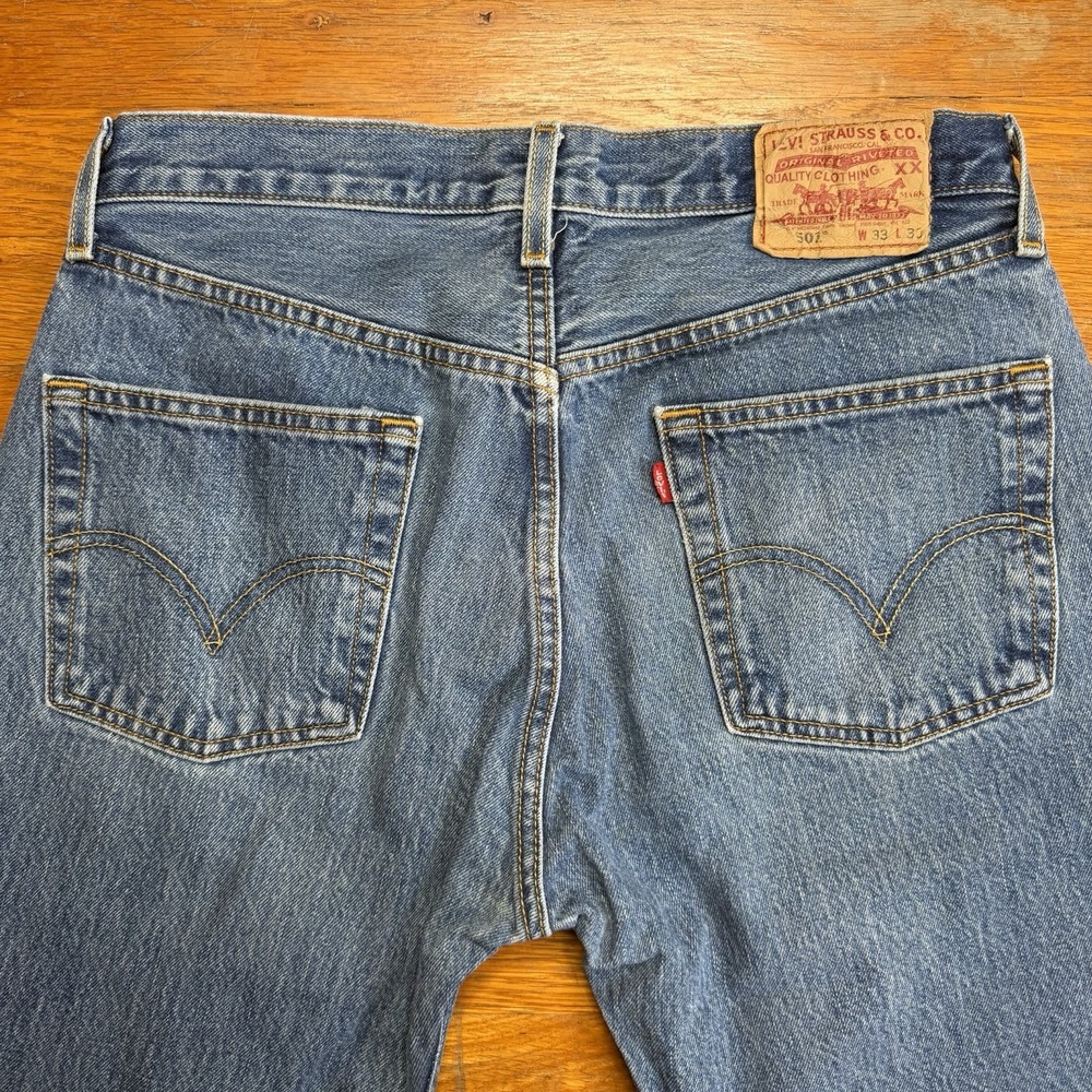 Vintage 90s Levi's 501 Jeans Made in Mexico 100% Cotton Button Fly 33x30 Batwing
